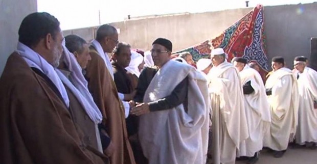 Delegation of Werfalla tribe during its visit to the city of Sebha, Libya