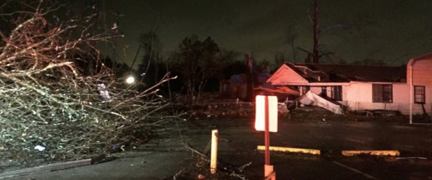 A photo from the Birmingham Fire and Rescue Service Department posted on December 25, 2015, showing damage that occurred in Birmingham, Alabama following a storm.