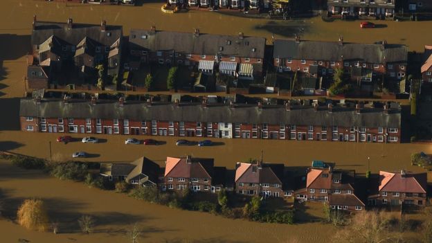 Huntingdon Road and Yearsley Crescent in York were left under several feet of water