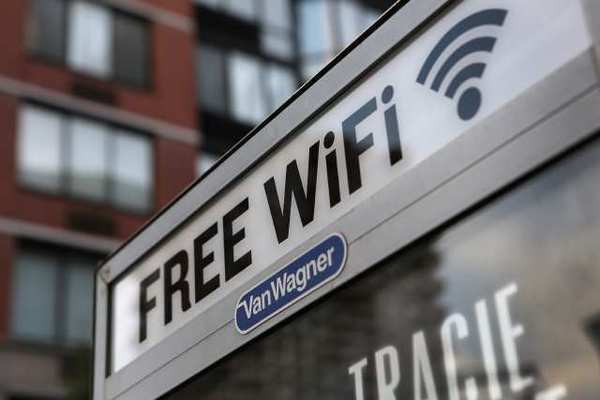 NEW YORK, NY - A free Wi-Fi hotspot beams broadband internet.