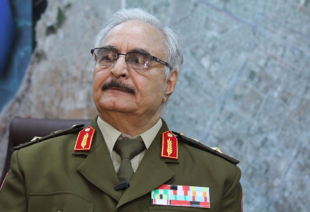 Gen. Khalifa Hifter in Libya in March 2015. His Libyan National Army is one of several armed factions vying for power. Credit Mohammed El-Sheikhy/Associated Press