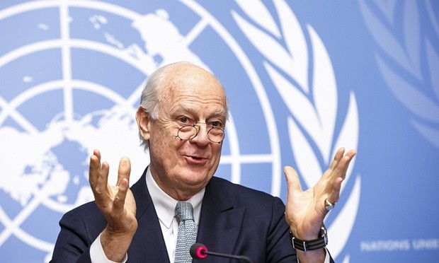Staffan de Mistura said ‘the important thing is to keep up the momentum’ at the Geneva talks. Photograph: Salvatore di Nolfi/AP