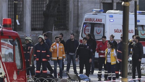 Ambulances rushed to the site in Sultanahmet square, close to the Blue Mosque and Hagia Sophia [Reuters]