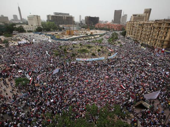 Demonstrators gather in Tahrir Square on May 27, 2011 in Cairo during The Arab Spring