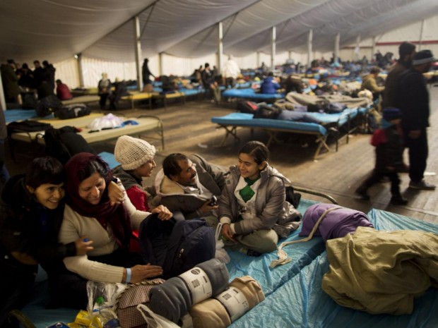 The Qasu family, a Yazidi refugee family from Sinjar, Iraq, in a shelter in Salzburg, Austria AP