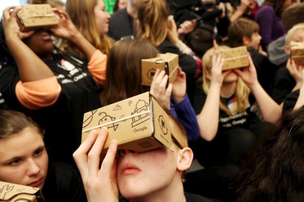  Students used Google Cardboard virtual reality viewers to “tour” Canada’s Parliament during an event last month. 