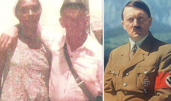 The grainy image said to show Hitler with his lover