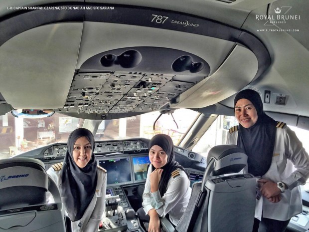  The all-female flight deck crew Royal Brunei Airlines 