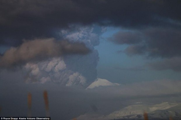 The USGS says that the volcano, which is about 4.4 miles in diameter, has had 40 known eruptions and is 'one of the most consistently active volcanoes in the Aleutian arc