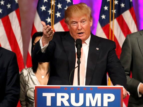 Republican U.S. presidential candidate Donald Trump speaks about the results of the Florida, Ohio, North Carolina, Illinois and Missouri primary elections during a news conference held at his Mar-A-Lago Club, in Palm Beach, Florida, March 15, 2016. REUTERS/Joe Skipper