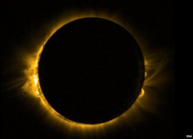 The European Space Agency's Proba-2 satellite caught this view of the March 2015 eclipse
