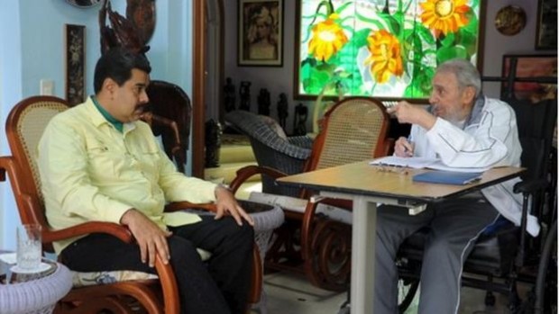 Cubans were reminded of their "historic leader" as newspapers published pictures of Fidel Castro meeting Venezuela's Nicolas Maduro