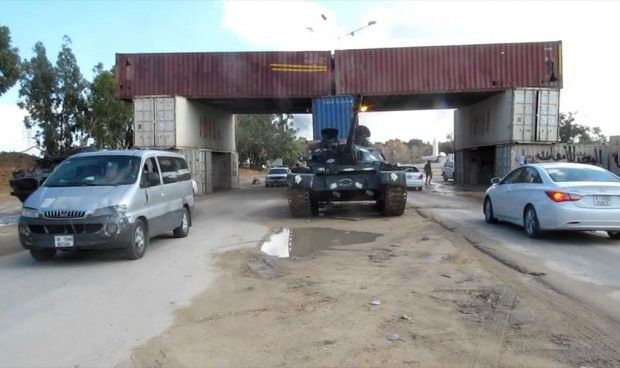 Al-Dafiniya checkpoint at the western entrance of Misrata