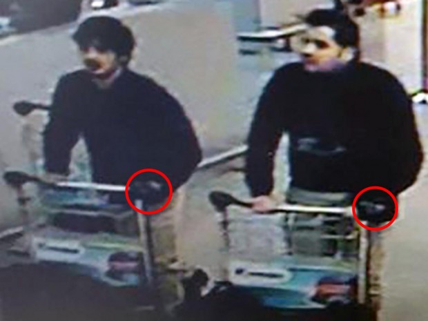 Both the suspected suicide bombers could be seen on airport CCTV wearing a glove on their left hands Getty Images