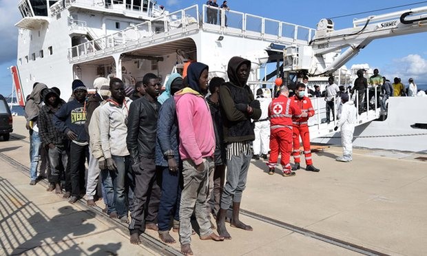 Most of Libya’s migrants are not Syrian or Iraqi refugees but people fleeing poverty from all corners of Africa. Photograph: Giovanni Isolino/AFP/Getty Images