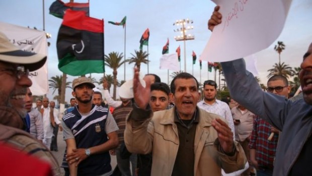 Supporters of PM-designate Fayez al-Sarraj rallied in Tripoli on Thursday