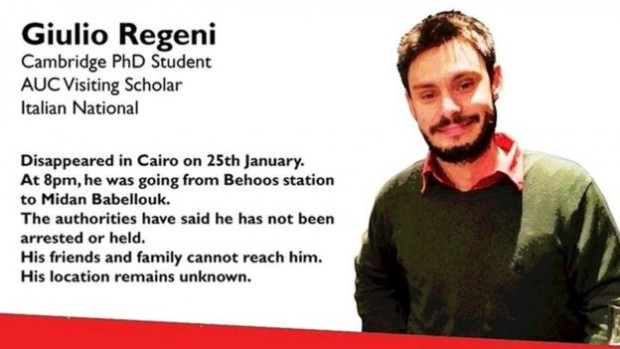 This poster was released in January after Mr Regeni went missing