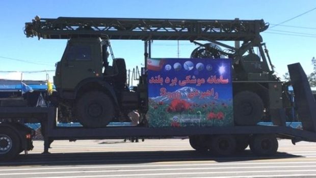 Parts of the air-defence system were paraded in front of the Iranian president