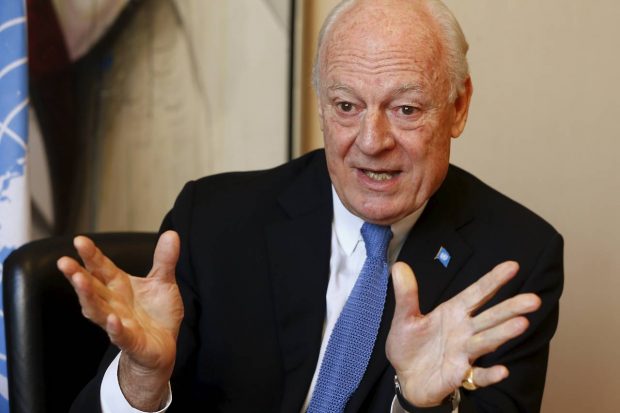 U.N. envoy for Syria Staffan de Mistura has appealed to regional powers as well as the U.S. and Russia to step in and save a fragile peace process for Syria that is in ‘great trouble.’ PHOTO: REUTERS