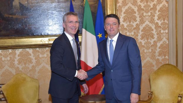 NATO Secretary General Jens Stoltenberg with Matteo Renzi Prime Minister and President of the Council of Ministers of Italy