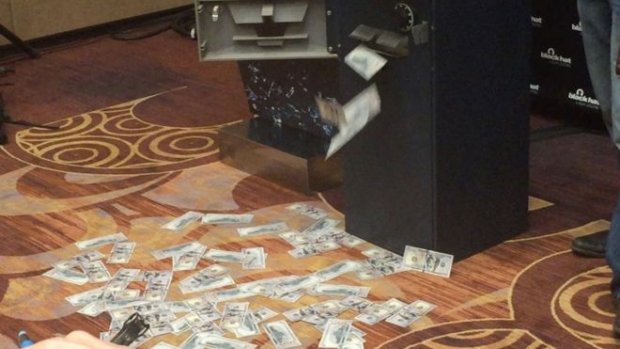 Dollar bills were dispensed from an ATM using the hack