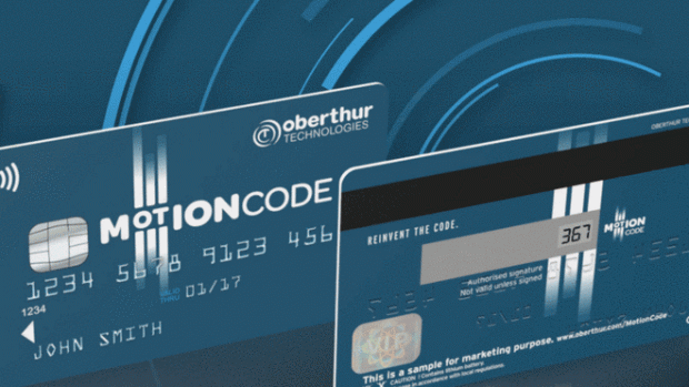 The Motion Code card has a display which changes the three-digit security code every hour