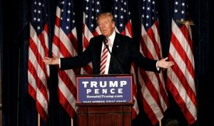 Republican presidential nominee Donald Trump speaks during a campaign rally at the Henderson Pavilion on October 5, 2016 in Henderson, Nevada. Trump is campaigning ahead of the second presidential debate coming up on October 9 with Democratic presidential nominee Hillary Clinton.