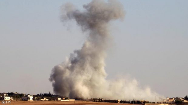 Smoke rises from airstrikes on Guzhe village, northern Aleppo countryside, Syria October 17, 2016. REUTERS/Khalil Ashawi