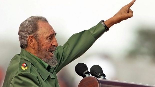 (FILES) Cuban President Fidel Castro speaks during the May Day ceremony in Havana 01 May 2006. Fidel Castro resigned on February 19, 2008 as president and commander in chief of Cuba in a message published in the online version of the official daily Granma.     AFP PHOTO/Adalberto ROQUE (Photo credit should read ADALBERTO ROQUE/AFP/Getty Images)